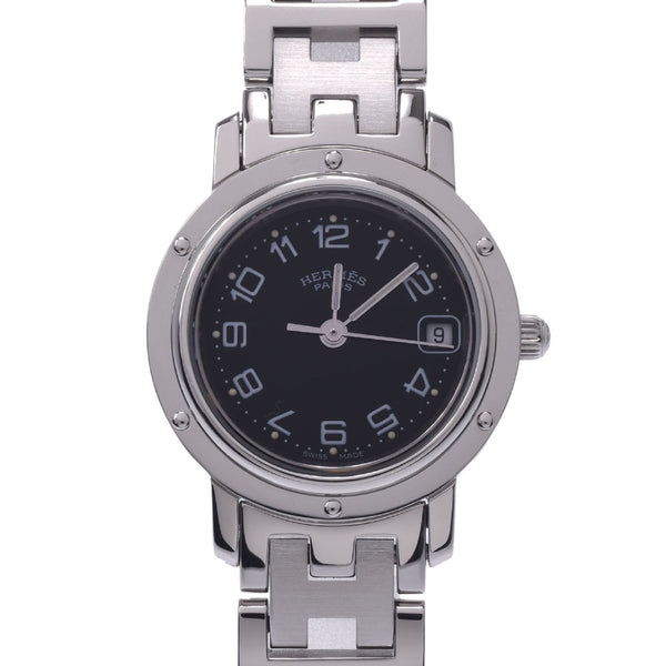 Hermes clipper cl4.210 Ladies SS Watch quartz black dial