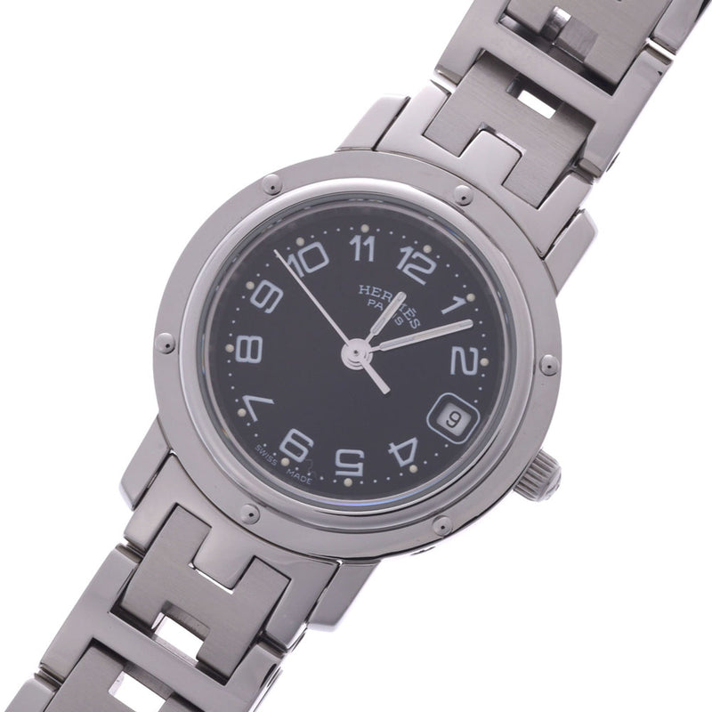 Hermes clipper cl4.210 Ladies SS Watch quartz black dial