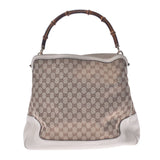 GUCCI Gucci Beige / Ivory 282315 Women's Bamboo GG Canvas Leather 2way Bag AB Rank Used Sinkjo