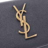 Saint Laurent Sun Laurent Black Gold Bracket Ladies Leather Long Wallet B Rank Used Silgrin