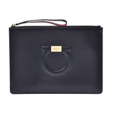 Salvatore Ferragamo Ferragamo Black Unisex Leather Clutch Bag AB Rank Used Silgrin