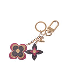 LOUIS VUITTON 路易威登酿造花袋魅力棕色/粉红色金配件 M63084 女士钥匙串 B 级二手银藏