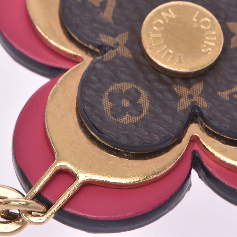 Louis Vuitton Louis Vuitton Blooming Flower Bag Charm Brown / Pink Gold Bracket M63084 Women's Key Holder B Rank Used Silgrin
