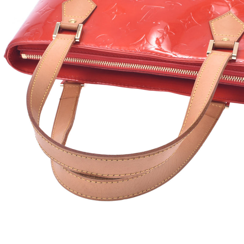 LOUIS VUITTON Monogram Vernis Houston Hand Bag Red M91092 LV Auth rouge  USED F/S