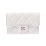 CHANEL Chanel White A80799 Ladies Caviar Skin Coin Case A Rank Used Ginzo