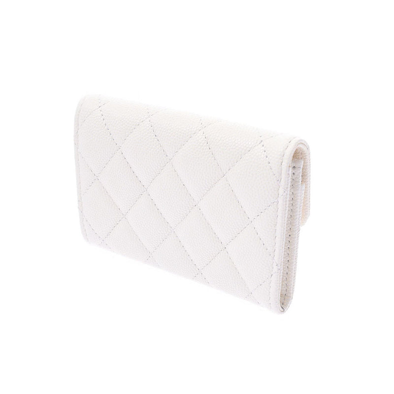 CHANEL Chanel White A80799 Ladies Caviar Skin Coin Case A Rank Used Ginzo