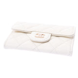 CHANEL Chanel White A80799 Ladies Caviar Skin Coin Case A Rank Used Ginzo