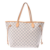 LOUIS VUITTON路易威登Azur Neverfull MM老白N51107女士Damier Azur帆布手提袋B等级二手Ginzo