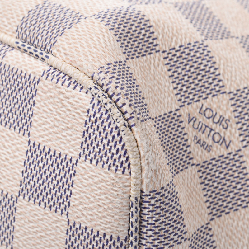 LOUIS VUITTON路易威登Azur Neverfull MM老白N51107女士Damier Azur帆布手提袋B等级二手Ginzo