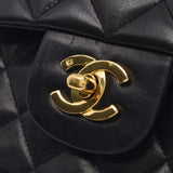 Chanel Chanel Matrasse链肩双盖黑金支架女士皮革单肩包AB排名使用二勒
