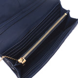 MIUMIU Miu Miu Materase Navy Gold Bracket 5MH109 Ladies Lambskin Long Wallet A-Rank Used Silgrin