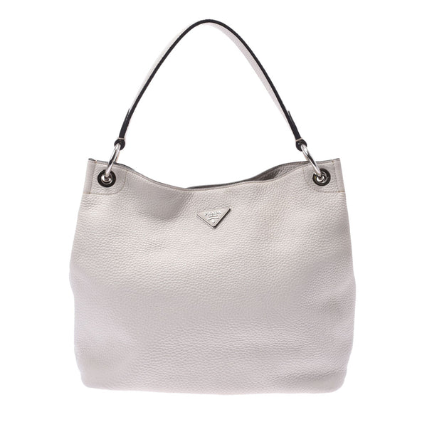 Prada Prada Shoulder Bag White Silver Bracket BR5124 Women's Leather One Shoulder Bag B Rank Used Sinkjo