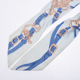 Hermes Hermes Twilley Chain Pattern Light Blue / Blue Women's Silk 100% Scarf B Rank Used Silgrin