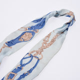 Hermes Hermes Twilley Chain Pattern Light Blue / Blue Women's Silk 100% Scarf B Rank Used Silgrin