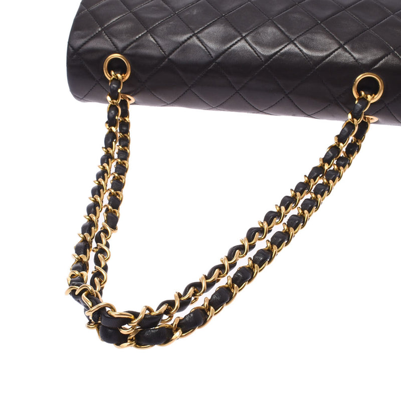 Chanel Chanel Matrasse Chain Shoulder Double Lid Black Gold Bracket Ladies Lamskin Shoulder Bag B Rank Used Sinkjo