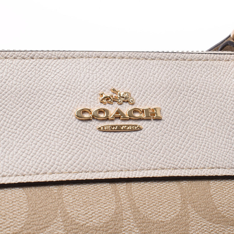 COACH コーチ シグネチャー ハンドバッグ アウトレット ベージュ/ホワイト ゴールド金具 F25396 レディース PVC 2WAYバッグ Bランク 中古 銀蔵