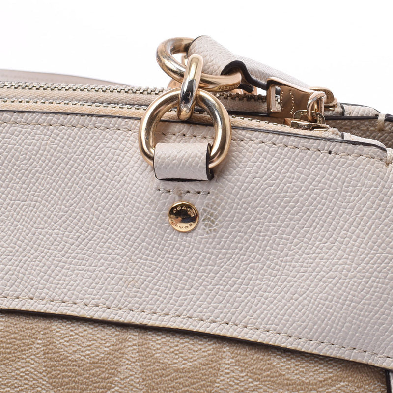 COACH Coach Signature Handbag Outlet Beige/White Gold Gold Equipment F25396 Ladies PVC 2WAY bag B Rank Used ginzo