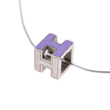 Hermes Hermes H Cube Purple Silver Bracket Ladies SV Necklace B Rank Used Silgrin