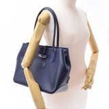 LONGCHAMP Ron Shan Roso Blue Silver Bracket 2685871882 Ladies Leather Tote Bag AB Rank Used Ginzo