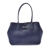 LONGCHAMP Ron Shan Roso Blue Silver Bracket 2685871882 Ladies Leather Tote Bag AB Rank Used Ginzo