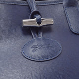 LONGCHAMP Ron Shan Roso Blue Silver Bracket 2685871882 Ladies Leather Tote Bag AB Rank Used Ginzo