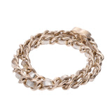 CHANEL シャネル チェーン 二重巻きタイプ 15年モデル ゴールド サイズM レディース GP レザー ブレスレット ABランク 中古 銀蔵