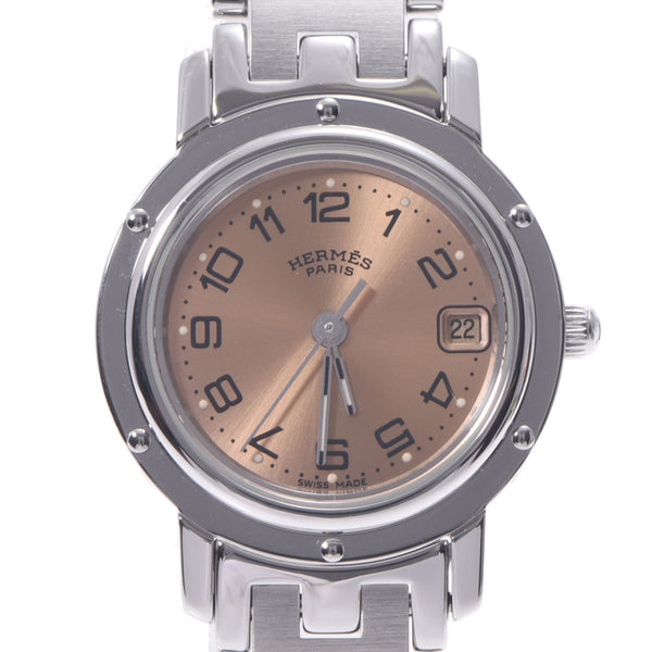 爱马仕爱马仕（Hermes Hermes）Clipper Cl4.210女士SS Watch Quartz Pink Dial A RANS使用Ginzo