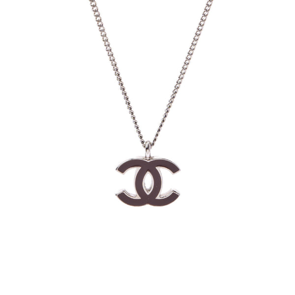 CHANEL シャネル ココマーク 02年モデル ボルドー シルバー金具 A17597 レディース シルバー ネックレス Aランク 中古 銀蔵