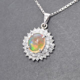 Other Fire Opal 1.03ct Diamond Ladies PT900/850 Necklace A Rank used Ginzo