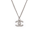 CHANEL Chanel Coco Mark 12 Years Silver Ladies Linestone Necklace AB Rank Used Ginzo