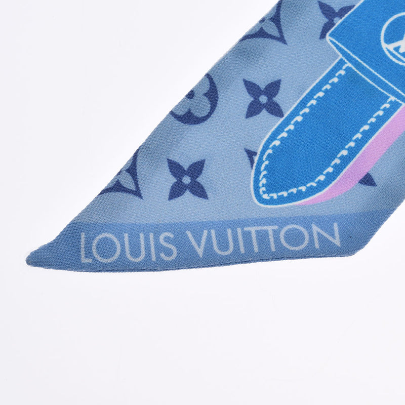 LOUIS VUITTON Louis Vuitton Bando BB Rising Confidential Blue M76352 Ladies Silk 100% Scarf AB Rank Used Ginzo