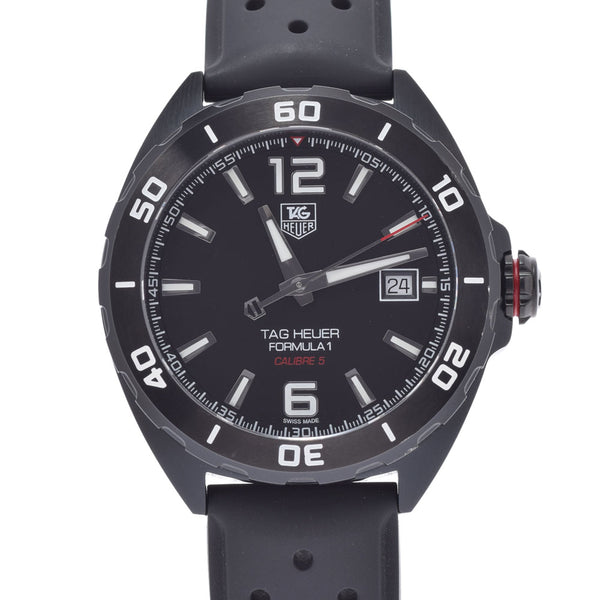 TAG HEUER Taghoier Formula 1 Full Black WAZ2115 Men's SS/Rubber Watch Automatic Black Dial A Rank Used Ginzo