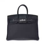 HERMES Hermes Birkin 25 Black Silver Bracket C engraved (around 2018) Ladies Togo Handbag A Rank used Ginzo