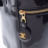 CHANEL Chanel vertical Vanity Black Gold Bracket Ladies Enamel Handbag AB Rank Used Ginzo