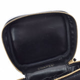CHANEL Chanel vertical Vanity Black Gold Bracket Ladies Enamel Handbag AB Rank Used Ginzo