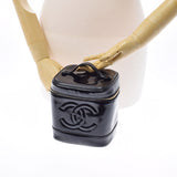 CHANEL Chanel vertical Vanity Black Gold Bracket Ladies Enamel Handbag AB Rank Used Ginzo