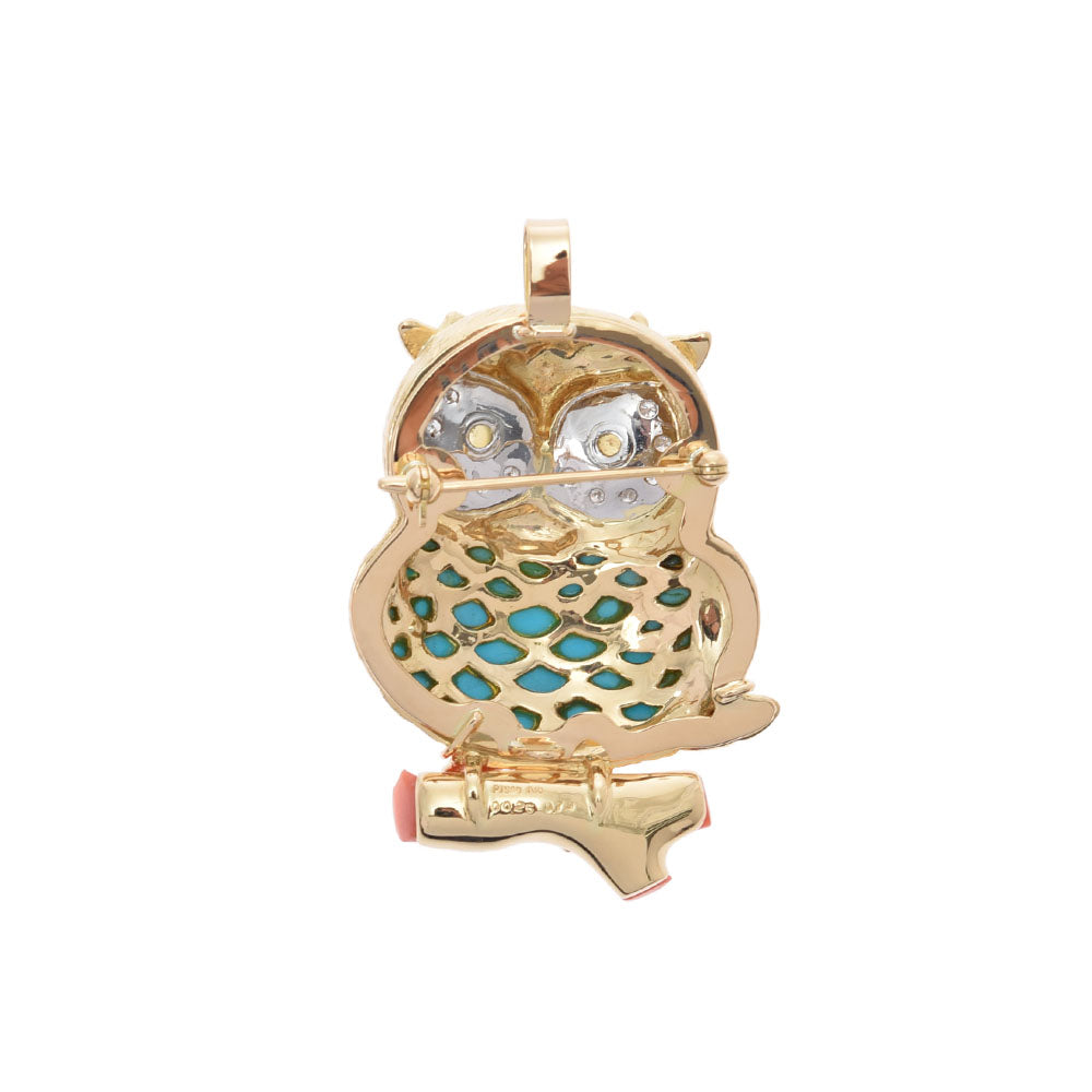 その他ダイヤ0.25ct/0.79ct フクロウ トルコ石/珊瑚/クリソベリル