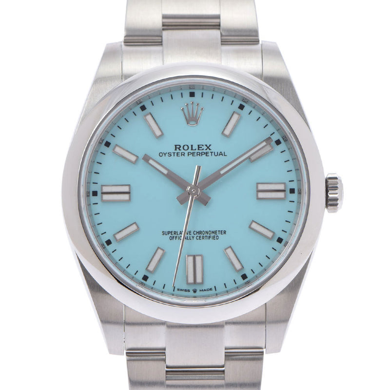 ROLEX ロレックス オイスターパーペチュアル 41 124300 メンズ SS 腕時計 自動巻き ターコイズブルー文字盤 Aランク 中古 銀蔵