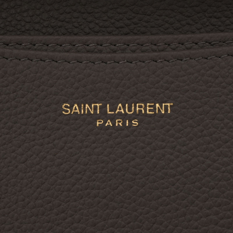 SAINT LAURENT サンローラン YSLライン カードケース グレー ゴールド金具 613536 レディース カーフ カードケース 未使用 銀蔵