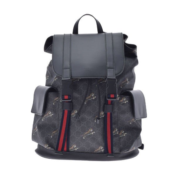 グッチバックパック フライングタイガー 黒 メンズ GGスプリーム