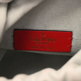 Valentino ヴァレンチノ 巾着型ショルダー スタッズ  グレー ゴールド金具 レディース レザー ショルダーバッグ Bランク 中古 銀蔵