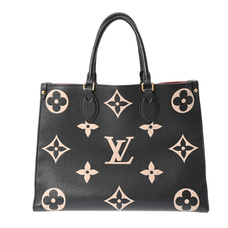 LOUIS VUITTON ルイヴィトン モノグラムアンプラント オンザゴー MM 2WAYトート 黒/ベージュ M45495 レディース レザー ハンドバッグ Bランク 中古 銀蔵