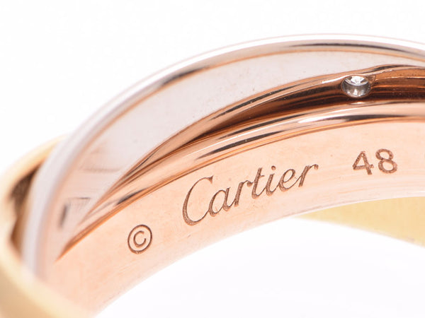 卡地亚三一戒指 9.0g #48 女士 WG/YG/PG 5P 钻石戒指 A 级美容 CARTIER 画廊 二手银藏