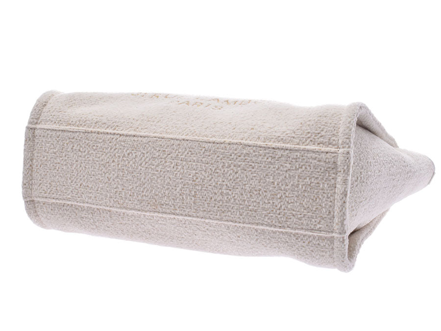 シャネル ドーヴィル 白 ラメ レディース ツイード チェーントート