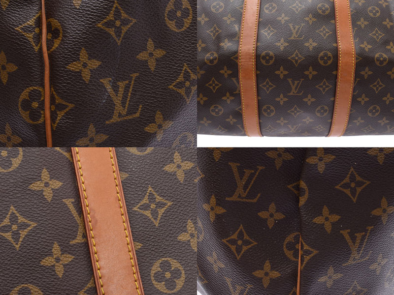 Louis Vuitton Monogram Keepall 55 Brown M41424 Men's Women's Genuine Leather Boston Bag B Rank LOUIS VUITTON Used Ginzo