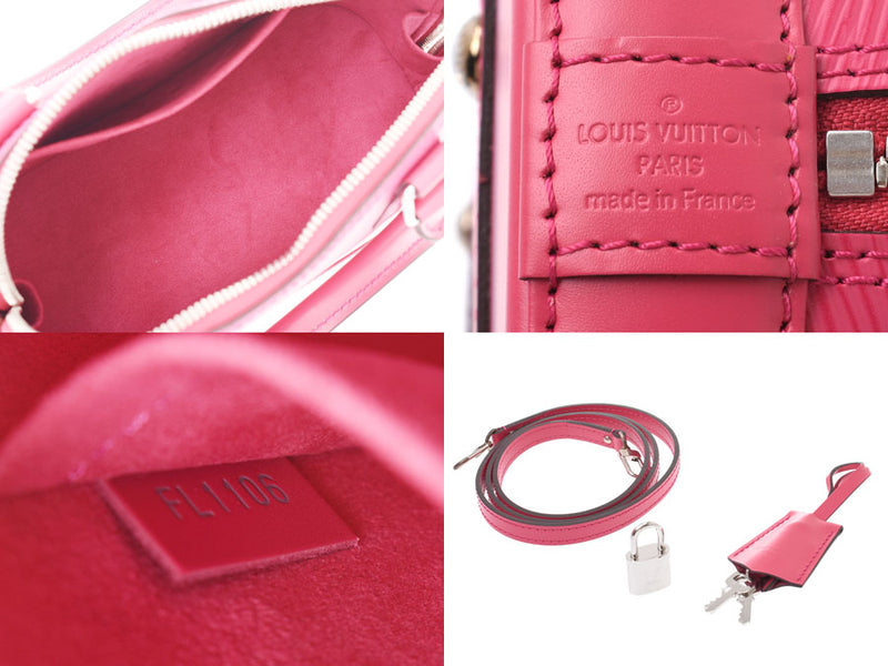 LOUIS VUITTON ALMA BB Black Hot Pink Crossbody Bag Epi Leather