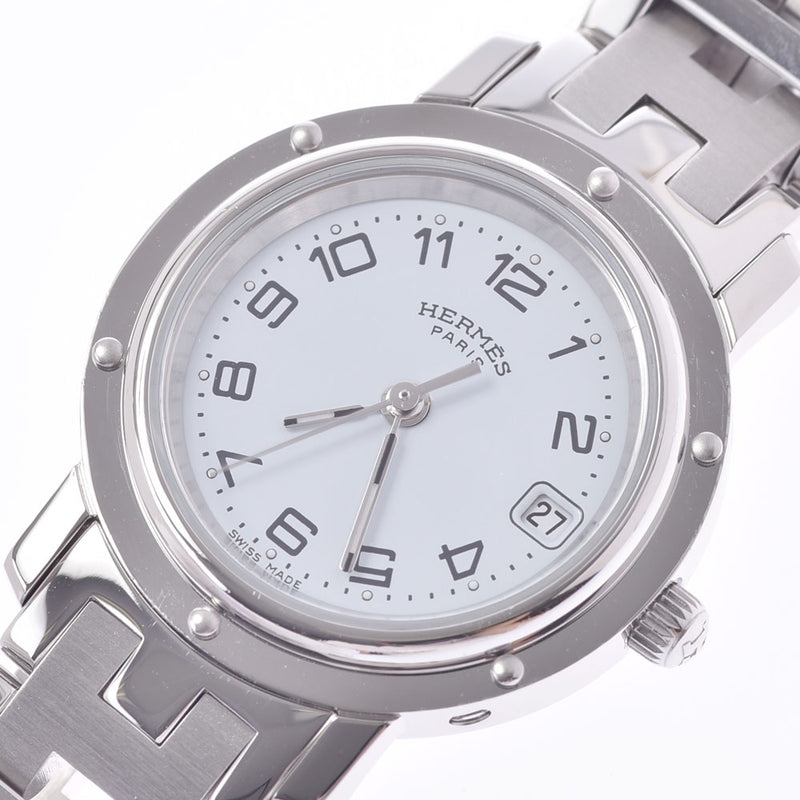 HERMES Hermes clipper CL4.210 Lady's SS watch quartz white clockface A rank used silver storehouse