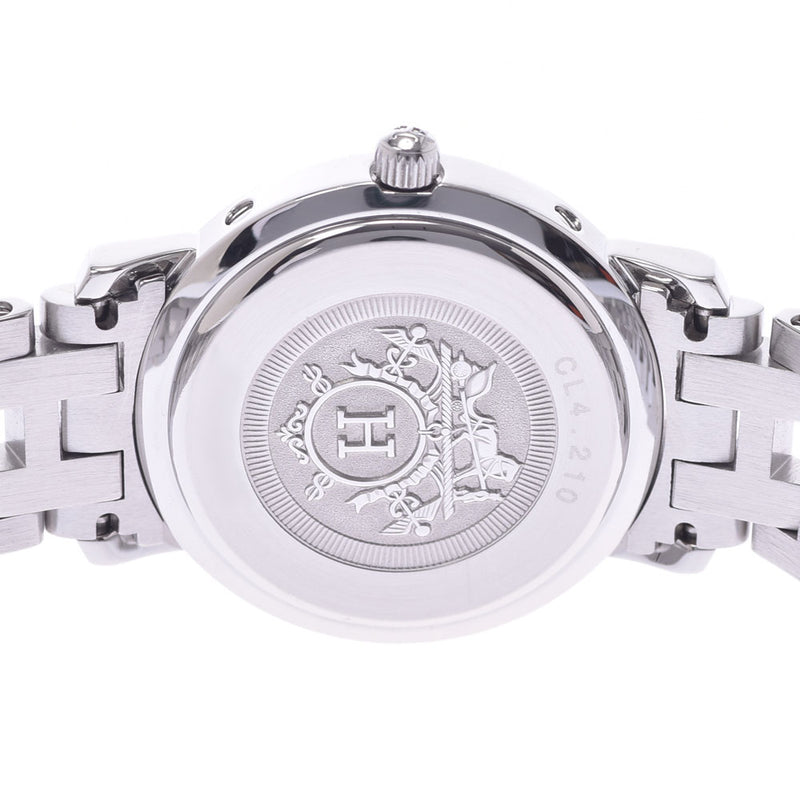 HERMES Hermes clipper CL4.210 Lady's SS watch quartz white clockface A rank used silver storehouse