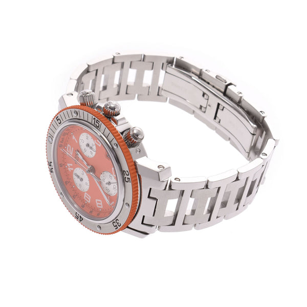 HERMES Hermes Clipper Diver Chrono CL2.916 Men's SS Watch Quartz Orange Dial A Rank Used Ginzo