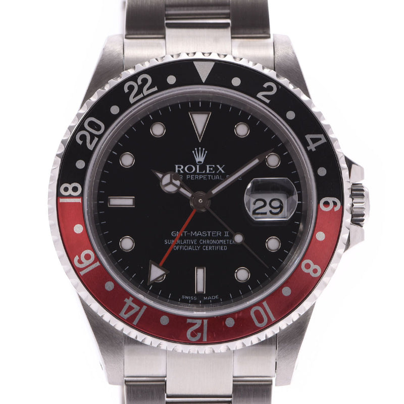 ROLEX Rolex GMT master 2 16710 men's SS watch self-winding watch lindera board A rank used silver storehouse